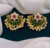 Emerald Chand bali Kundan Earring - KE00174